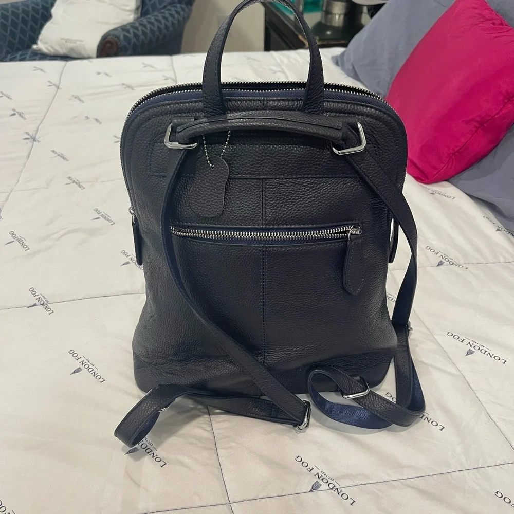Blue Leather Backpack - Picture 3 of 7